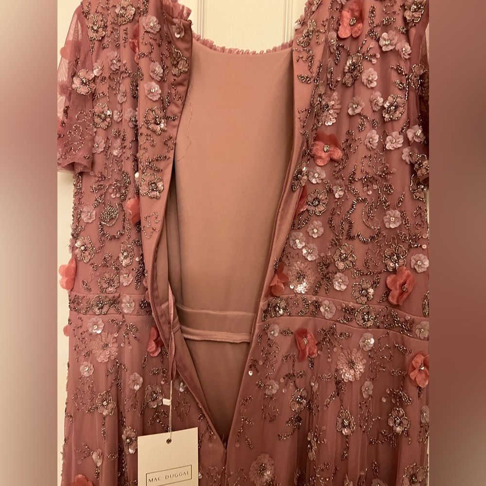 Mac Duggal Blush Floral Midi Dress - Picture 15 of 16